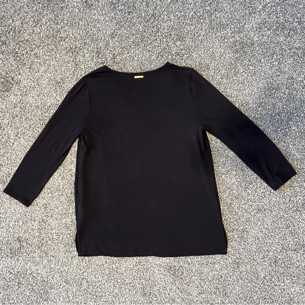 Michael Kors Black V-Neck Long Sleeve Tunic Blouse - Picture 4 of 8